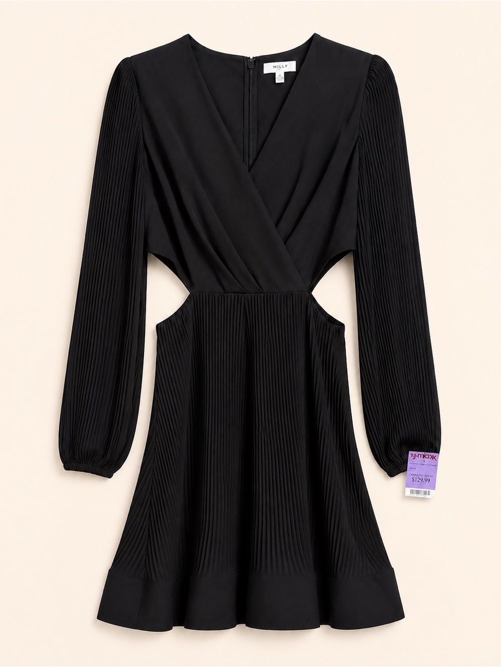 Milly Winnie Black Cutout Pleated Mini Dress NWT Size 6